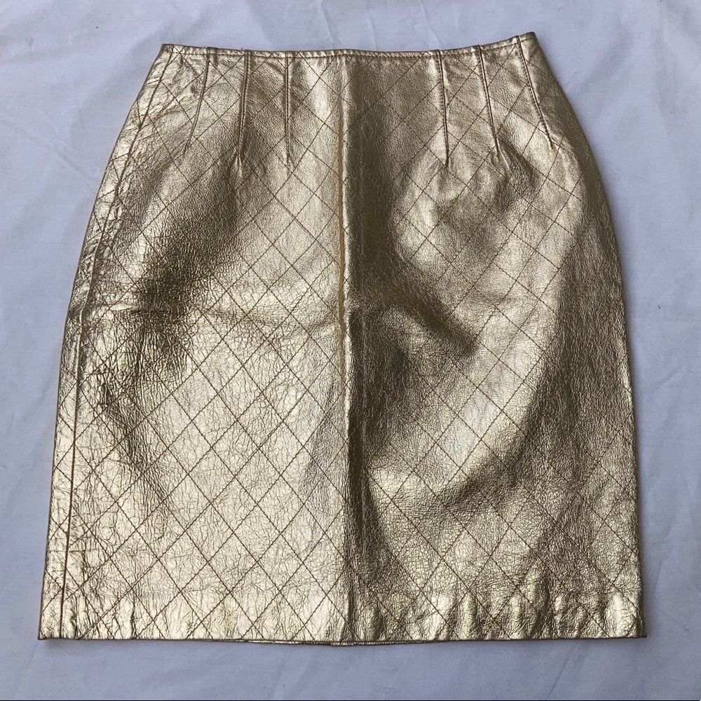 VINTAGE GOLD LEATHER MAXIMA SKIRT